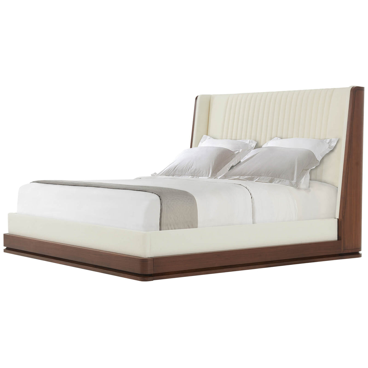 Coronet Walnut and Upholstered Channel Super King Bed by Theodore Alexander