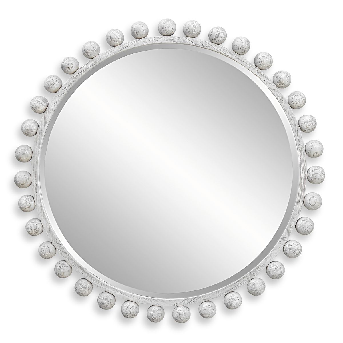 Cyra Round Wood Mirror in Aged Ivory by Uttermost