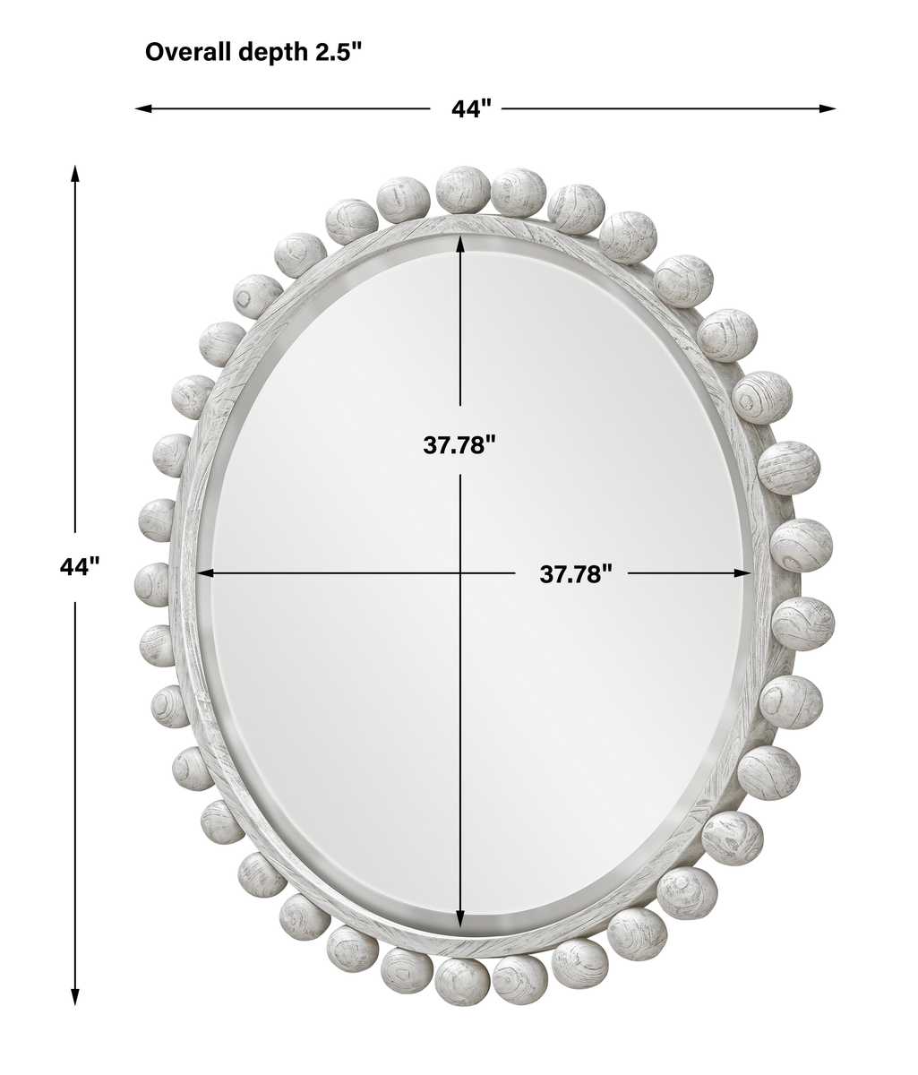 Cyra Round Wood Mirror in Aged Ivory by Uttermost