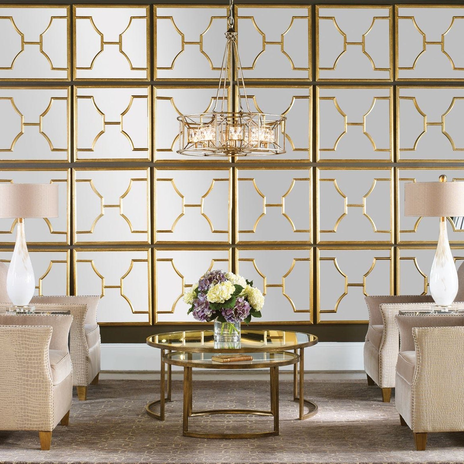 Misa Square Mirrors in Gold - Set of 2 by Uttermost