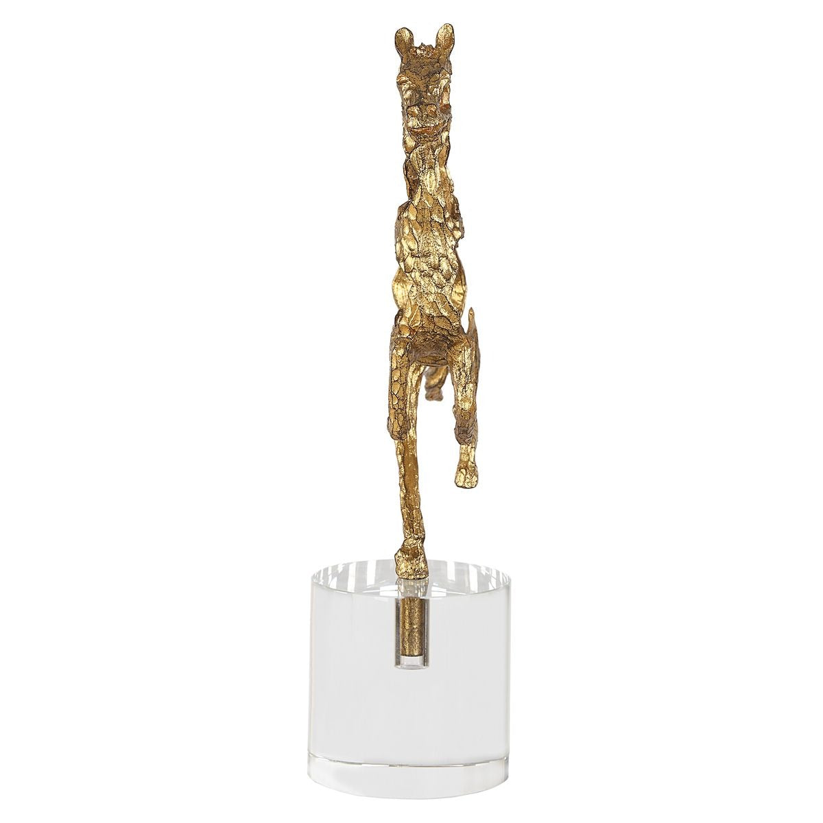 Gallop Brass Horse Sculpture on Crystal Base by Uttermost