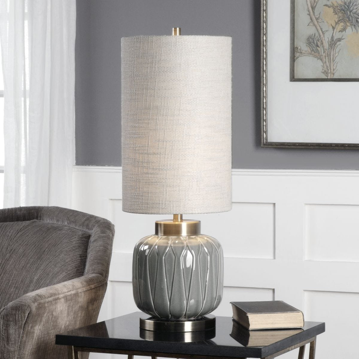 Zahlia Aged Grey Ceramic Lamp by Uttermost