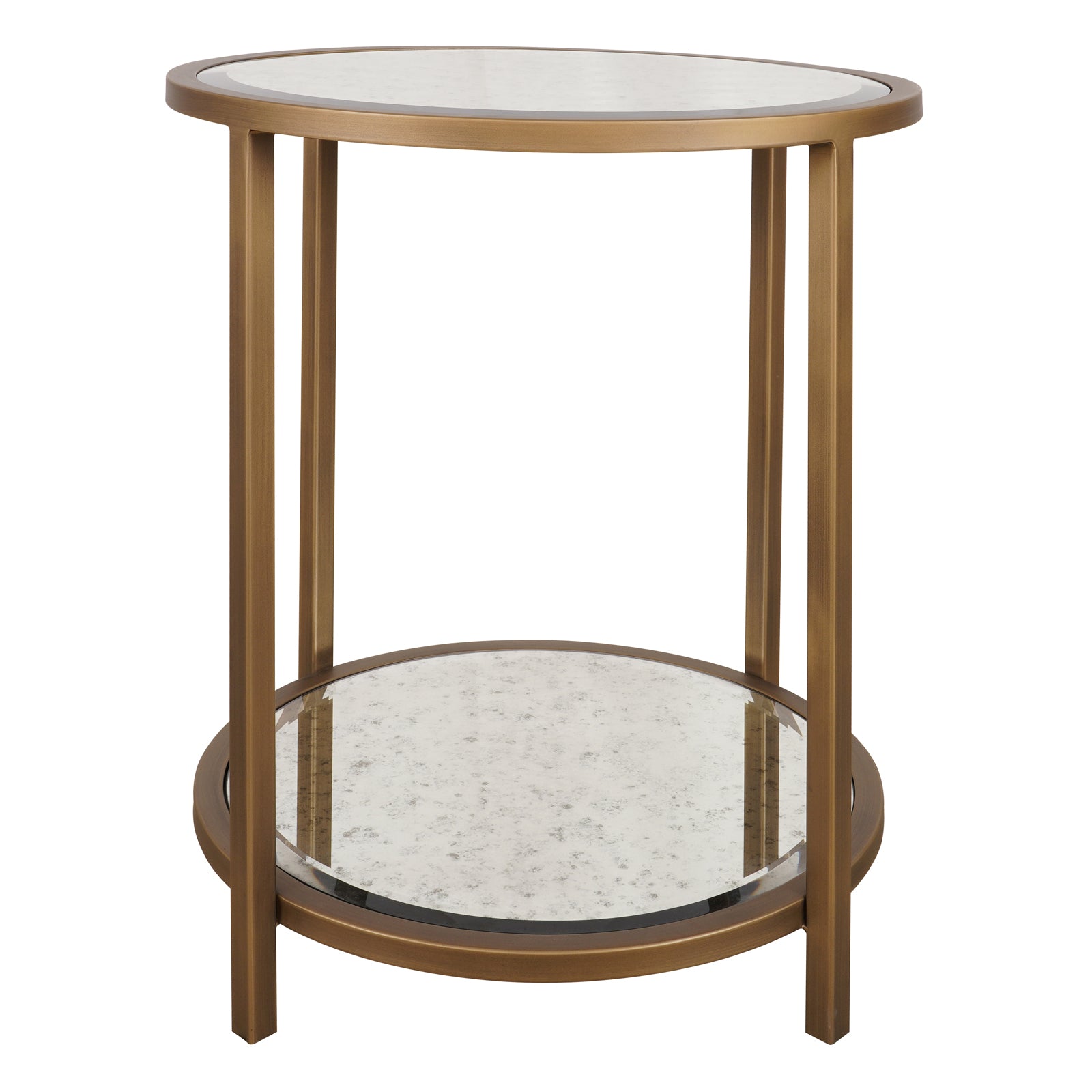 Upton Round Side Table in Antique Brass by Keiichi