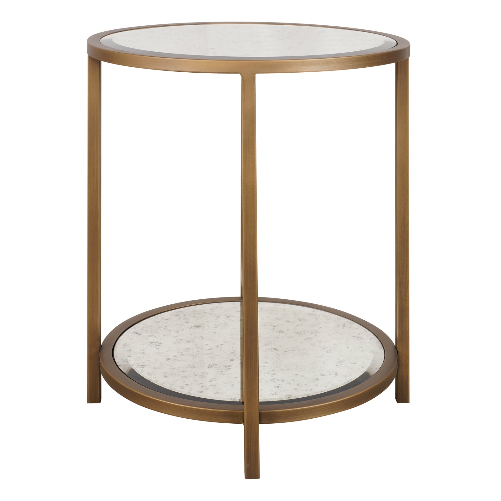 Upton Round Side Table in Antique Brass by Keiichi