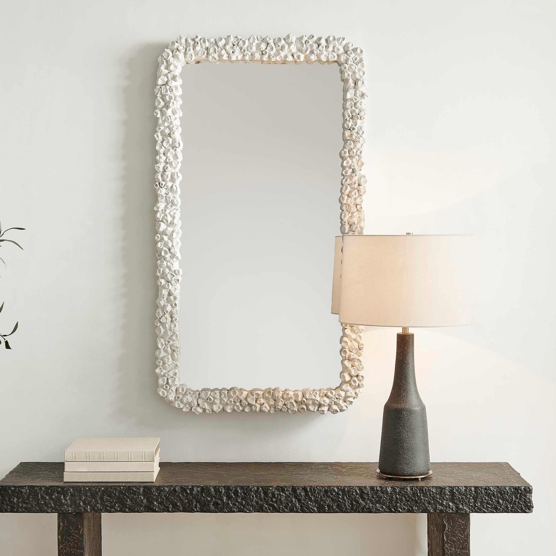 Barnacle Rectangular White Mirror by Uttermost
