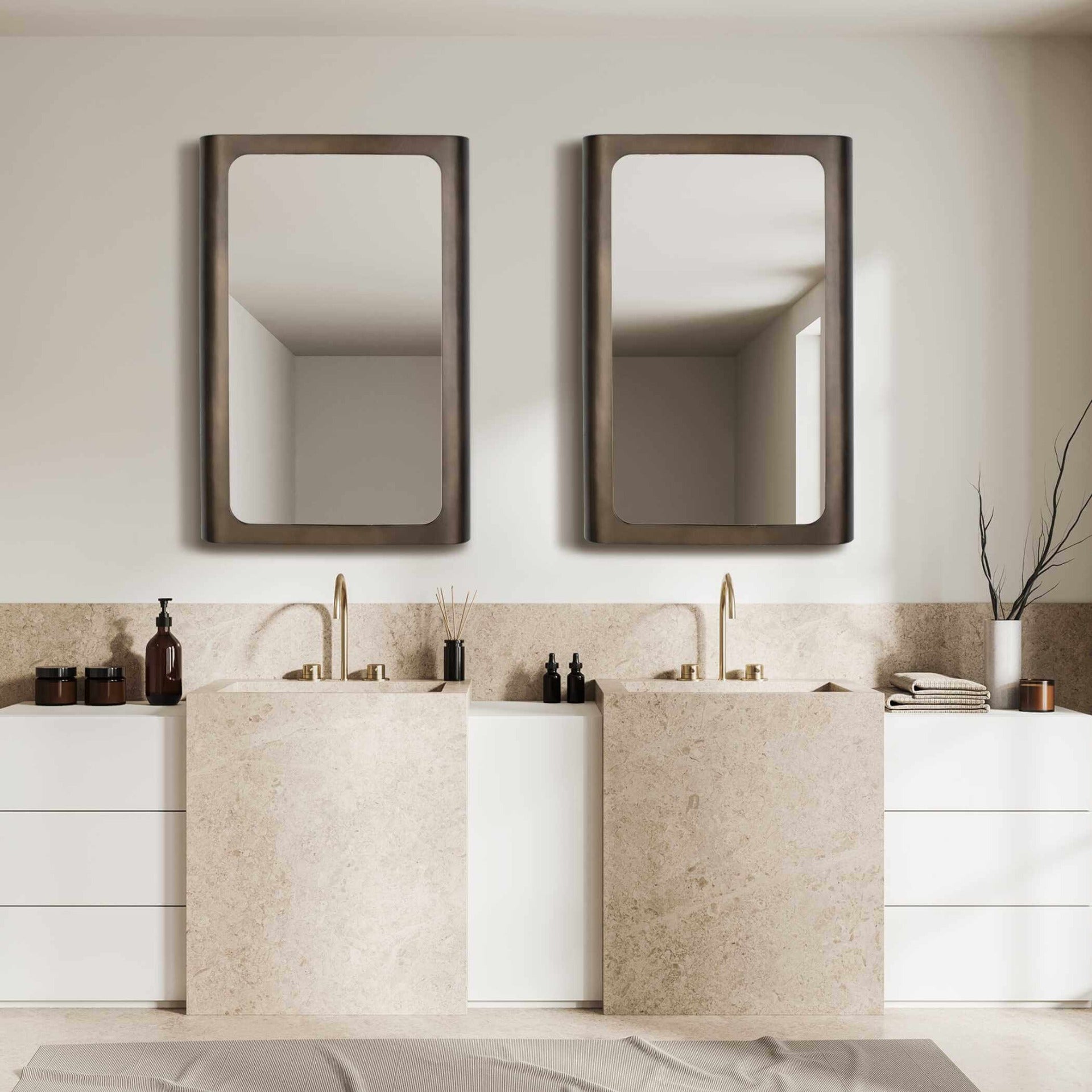 Fischer Curved Edge Gold Bronze Mirror by Uttermost