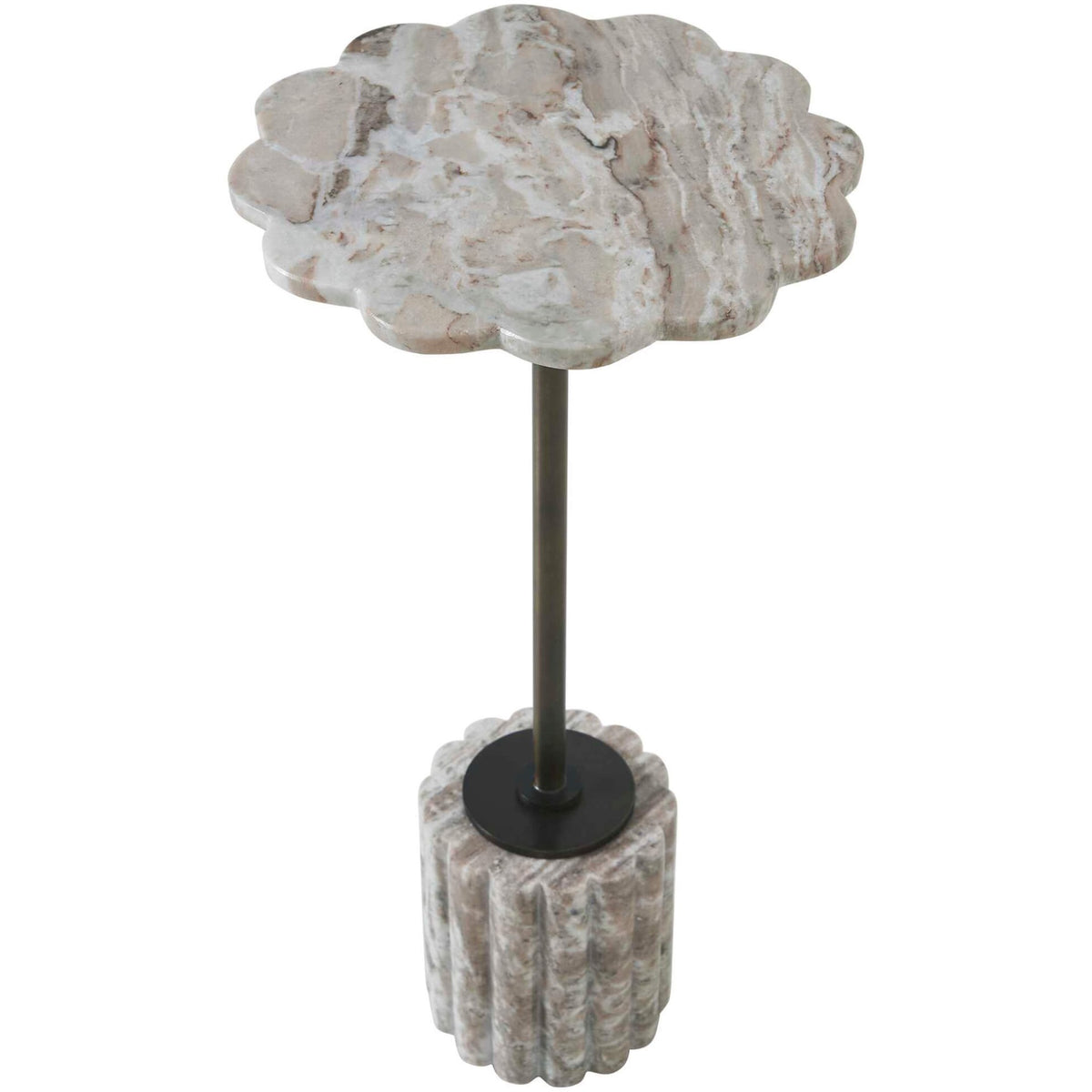 Lana Scalloped Marble Drink Table Uttermost