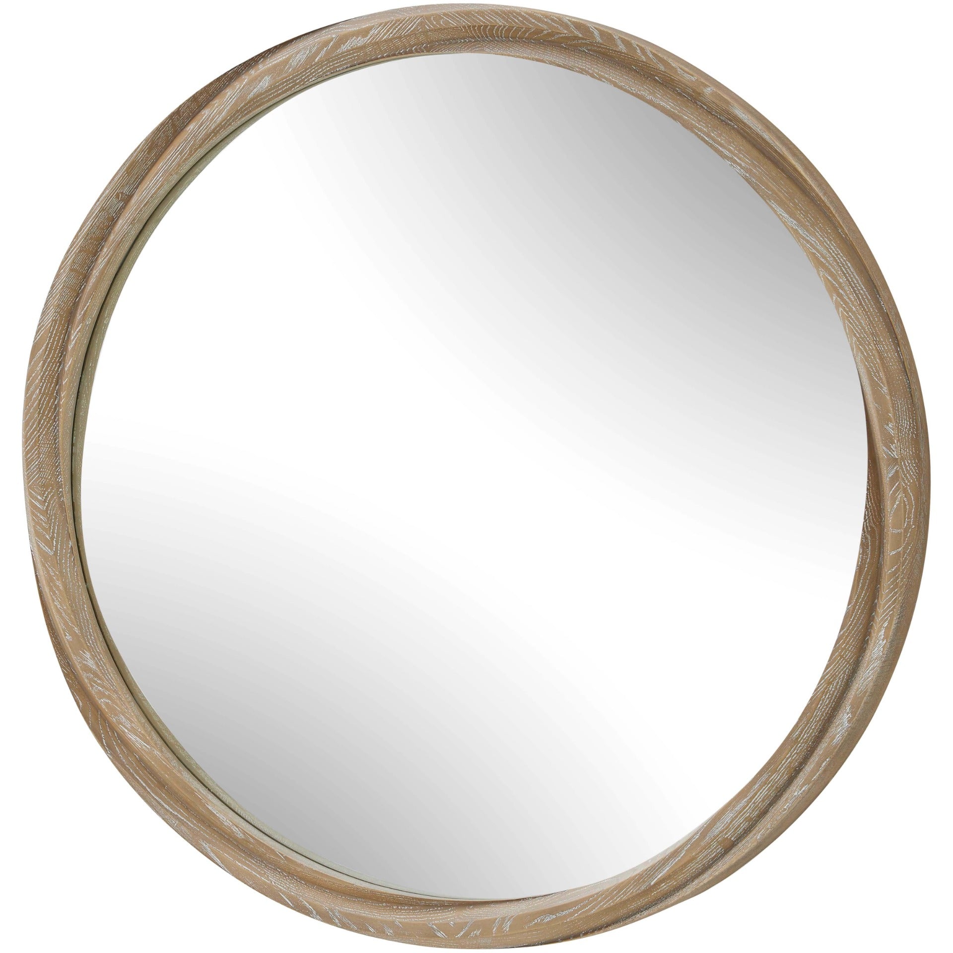 Landry Round Light Wood Mirror by Uttermost