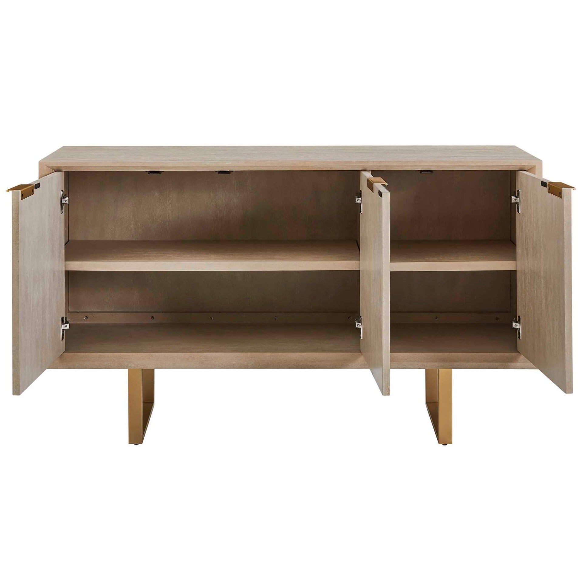 Maeva 3 Door Light Wood Cabinet by Uttermost