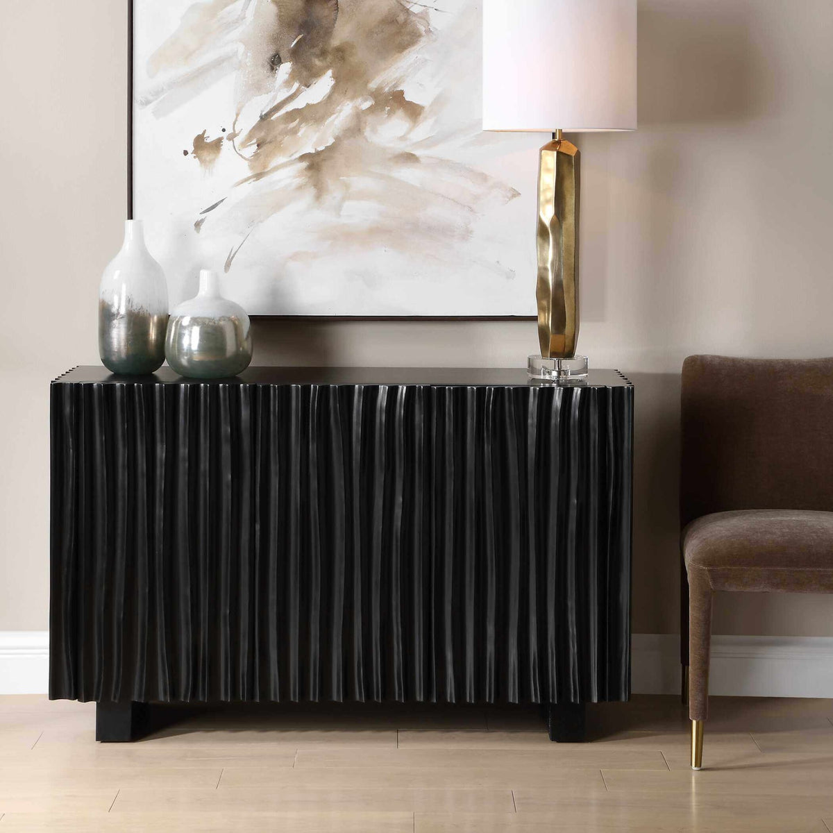 Mercado Black 3 Door Cabinet by Uttermost