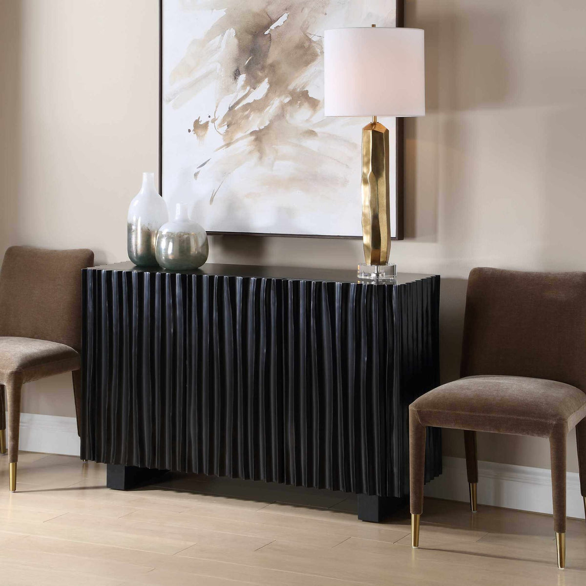 Mercado Black 3 Door Cabinet Uttermost