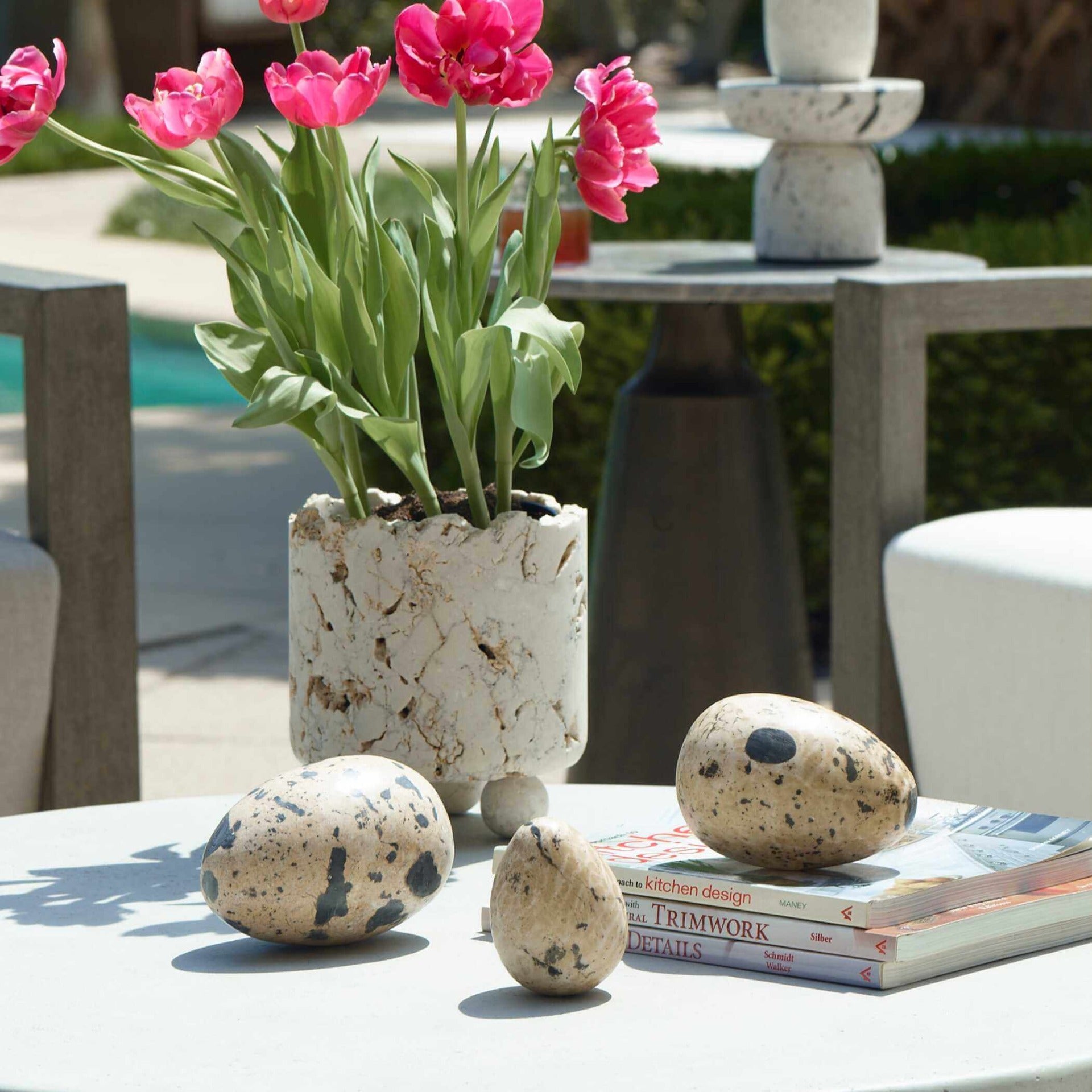 Nest Trio Indoor-Outdoor Stone Eggs - Set of 3 by Uttermost