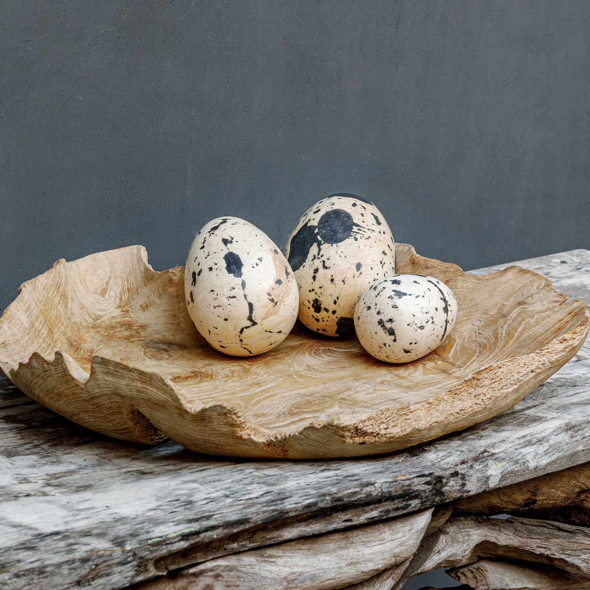 Nest Trio Indoor-Outdoor Stone Eggs - Set of 3 by Uttermost