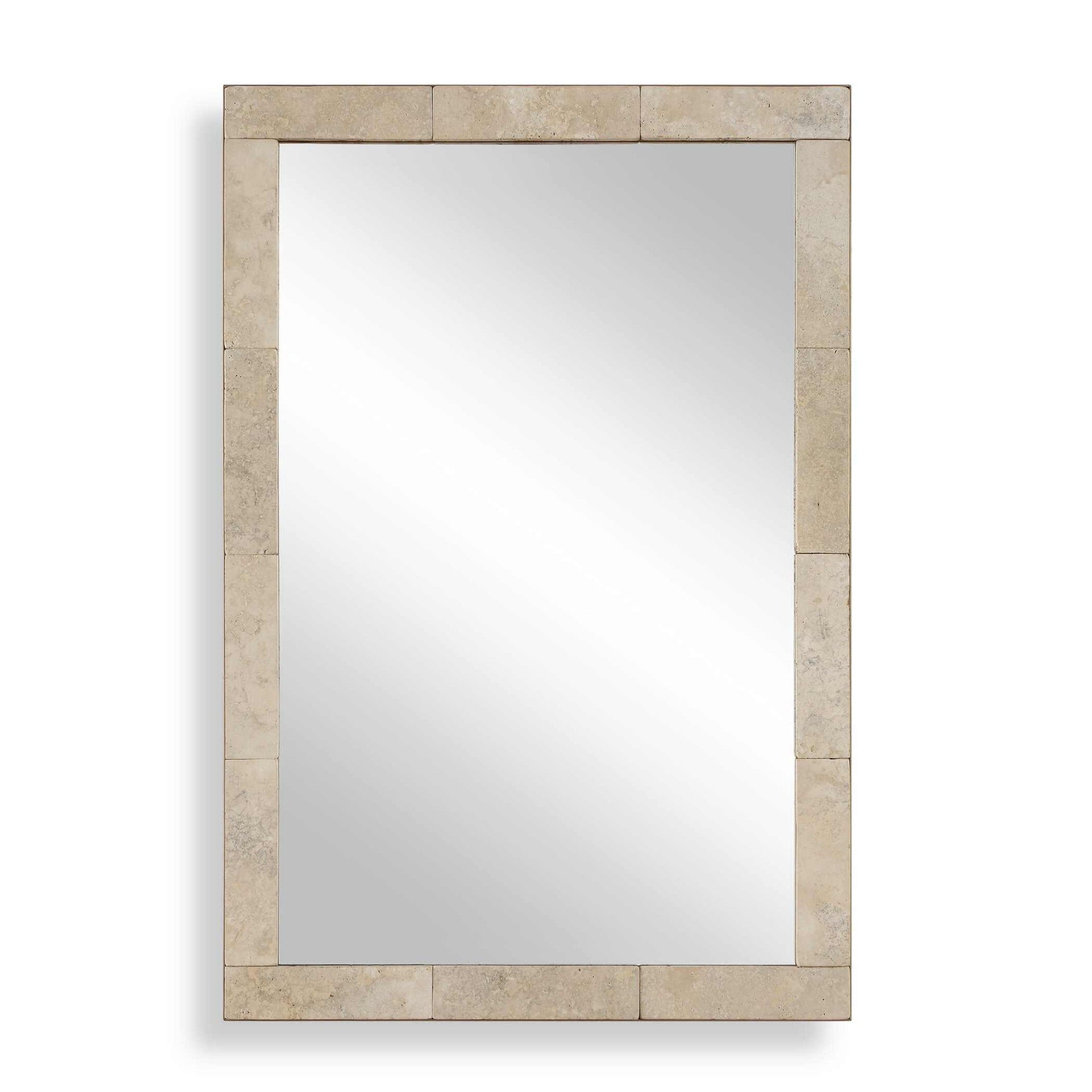 Pave Rectangular Travertine Mirror by Uttermost