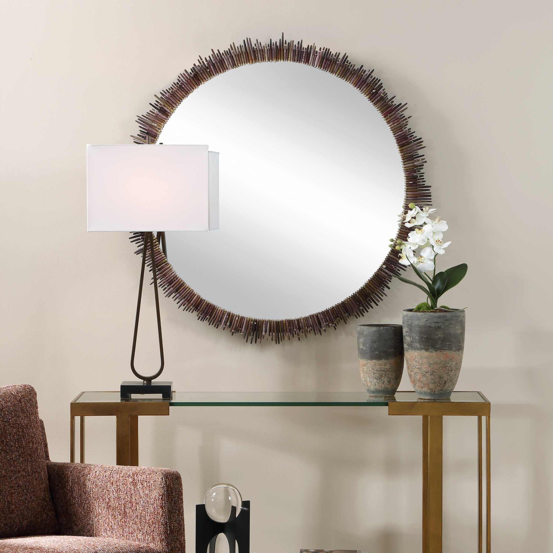 Tiger Sea Urchin Round Mirror by Uttermost