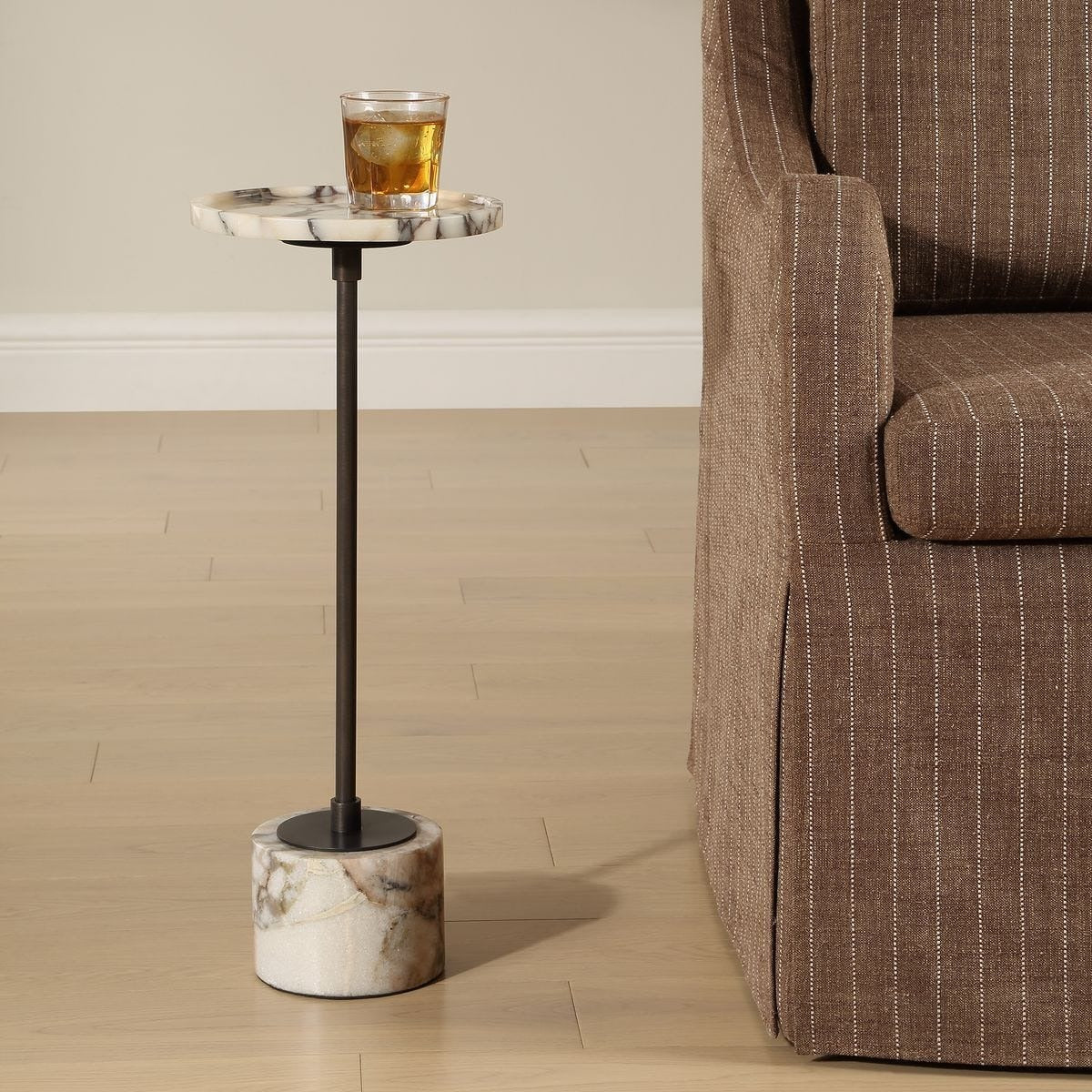 Brunson Drink Table in White Marble by Uttermost