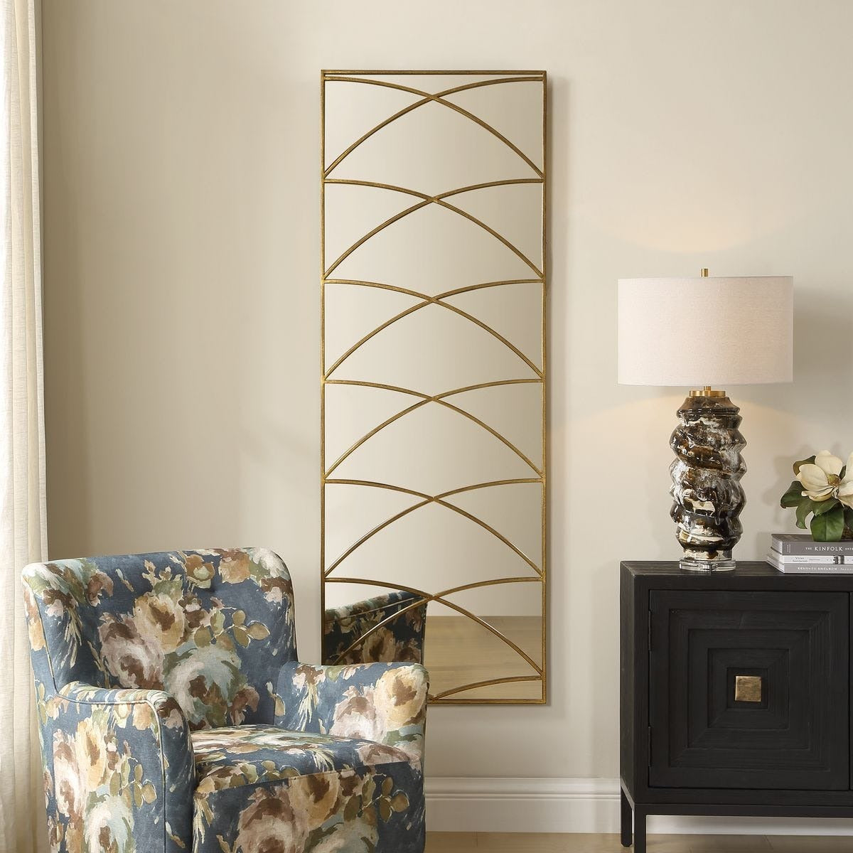 Crossed Up Full Length Mirror in Gold by Uttermost