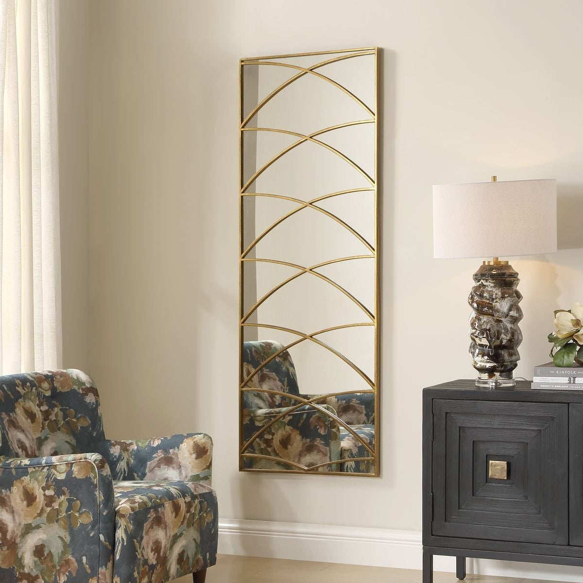 Crossed Up Full Length Mirror in Gold by Uttermost