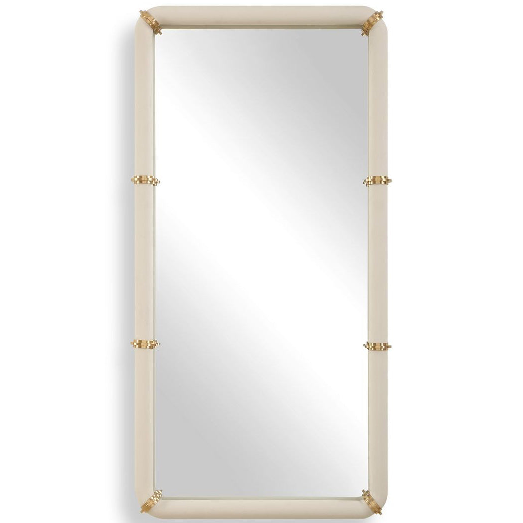 Cyprus Mirror in White Leather by Uttermost
