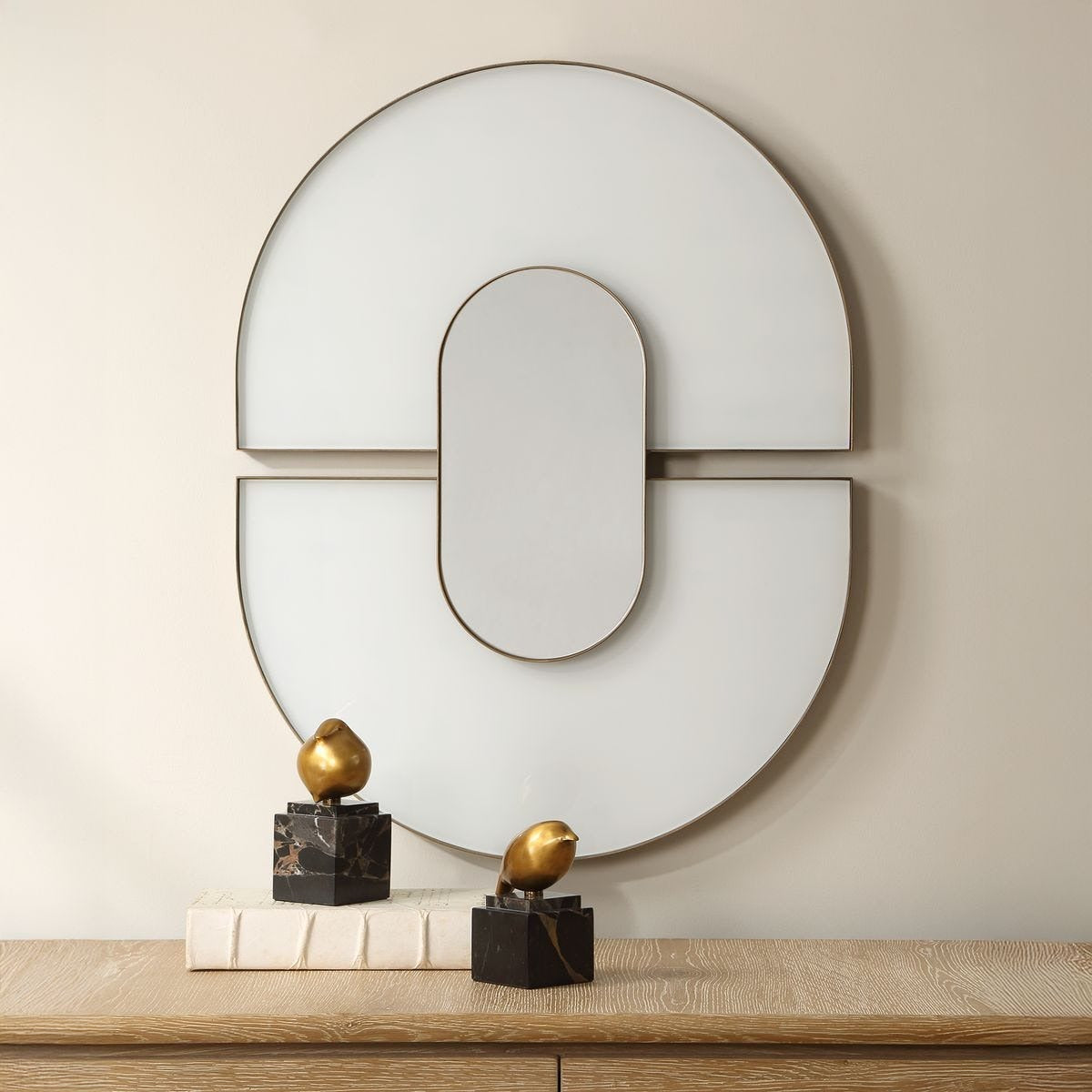 Encase Modern Oval Mirror in White by Uttermost