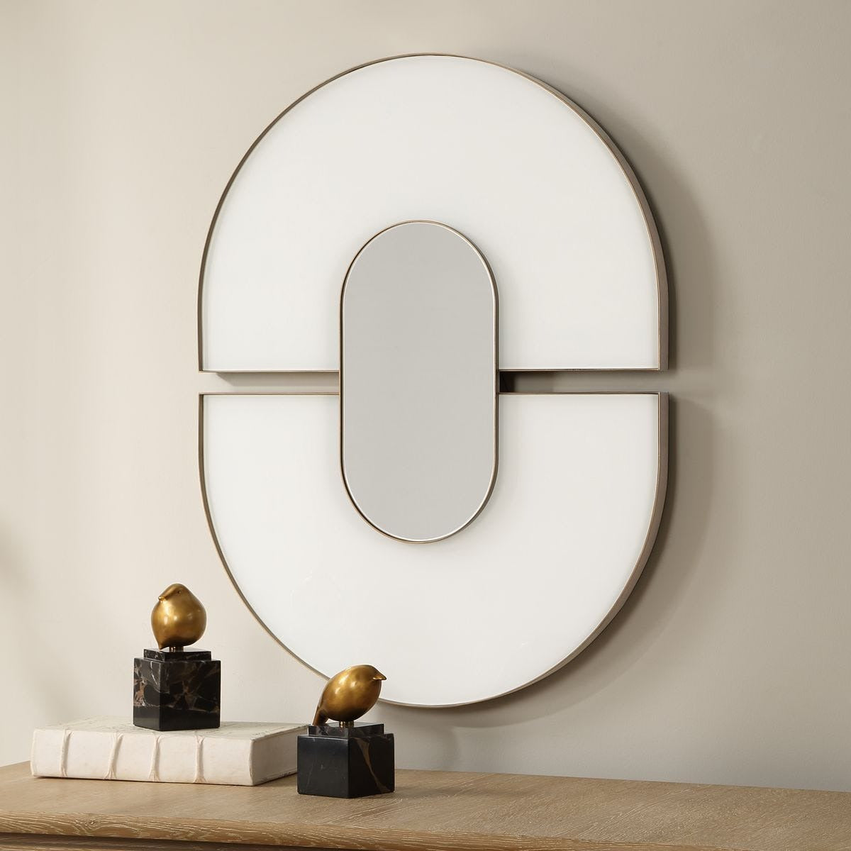 Encase Modern Oval Mirror in White by Uttermost