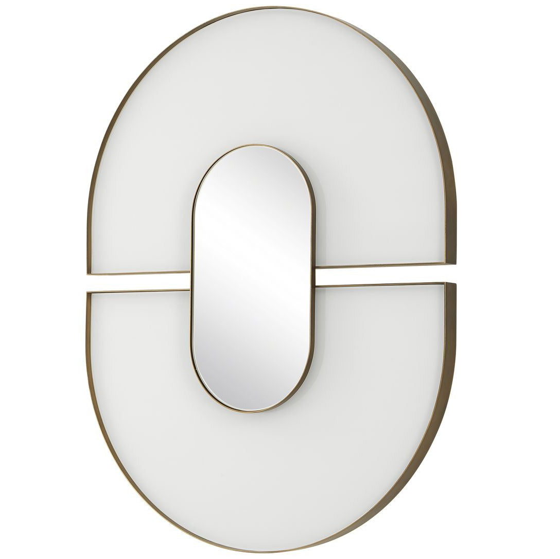 Encase Modern Oval Mirror in White by Uttermost