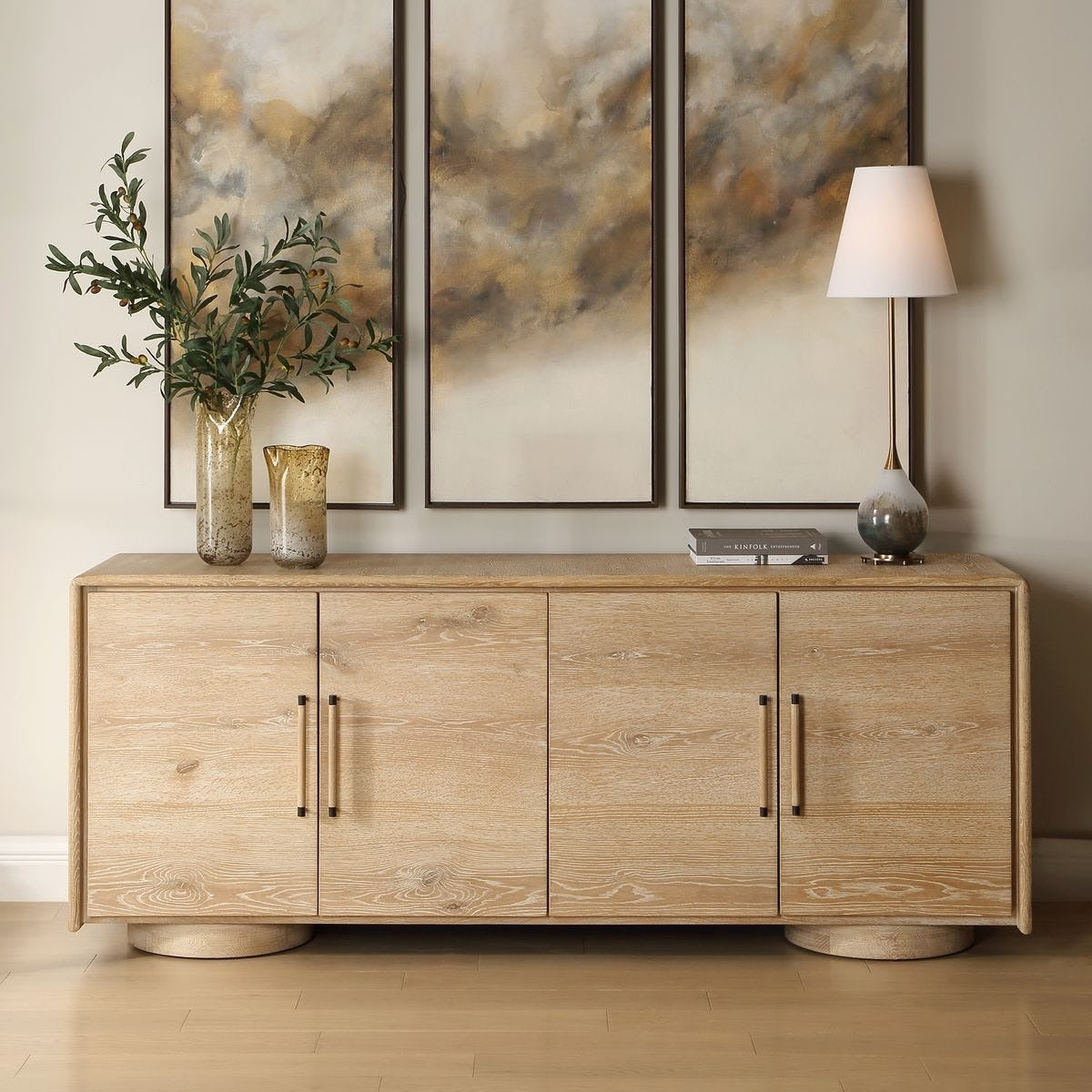 Evanston 4 Door Cabinet in Natural Oak by Uttermost