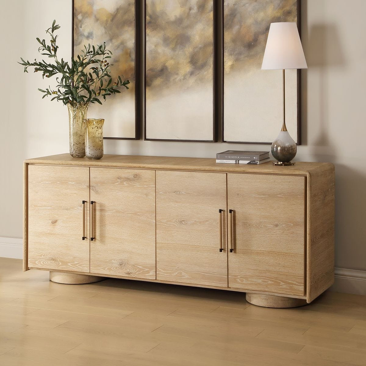Evanston 4 Door Cabinet in Natural Oak by Uttermost