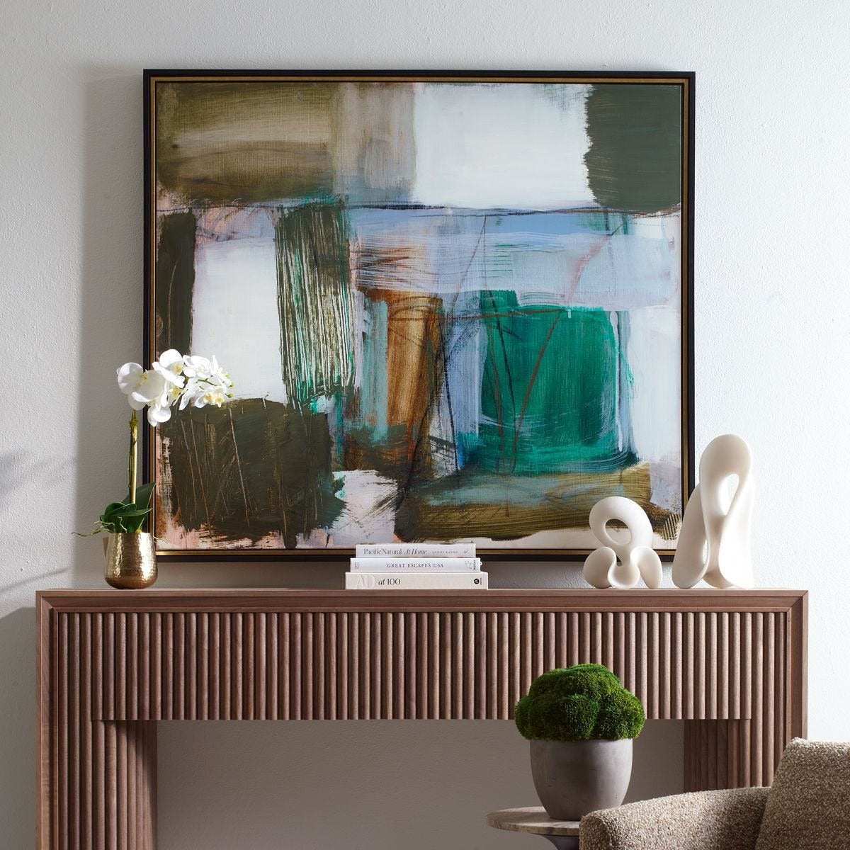 Green Fields Framed Abstract Canvas by Uttermost
