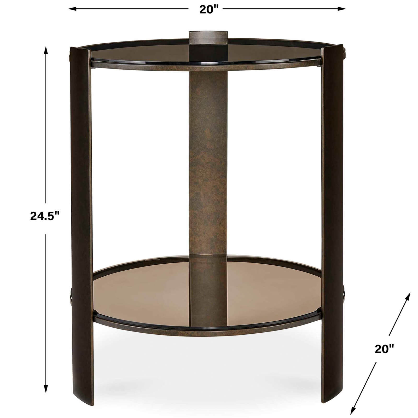 Hanson Side Table in Bronze and Dark Glass by Uttermost