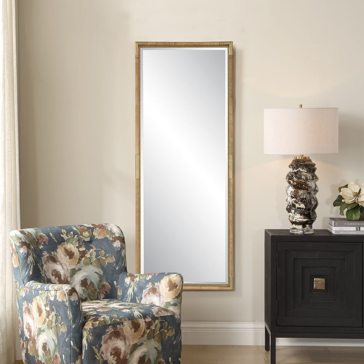 Kampar Full Length Rattan Tall Mirror by Uttermost