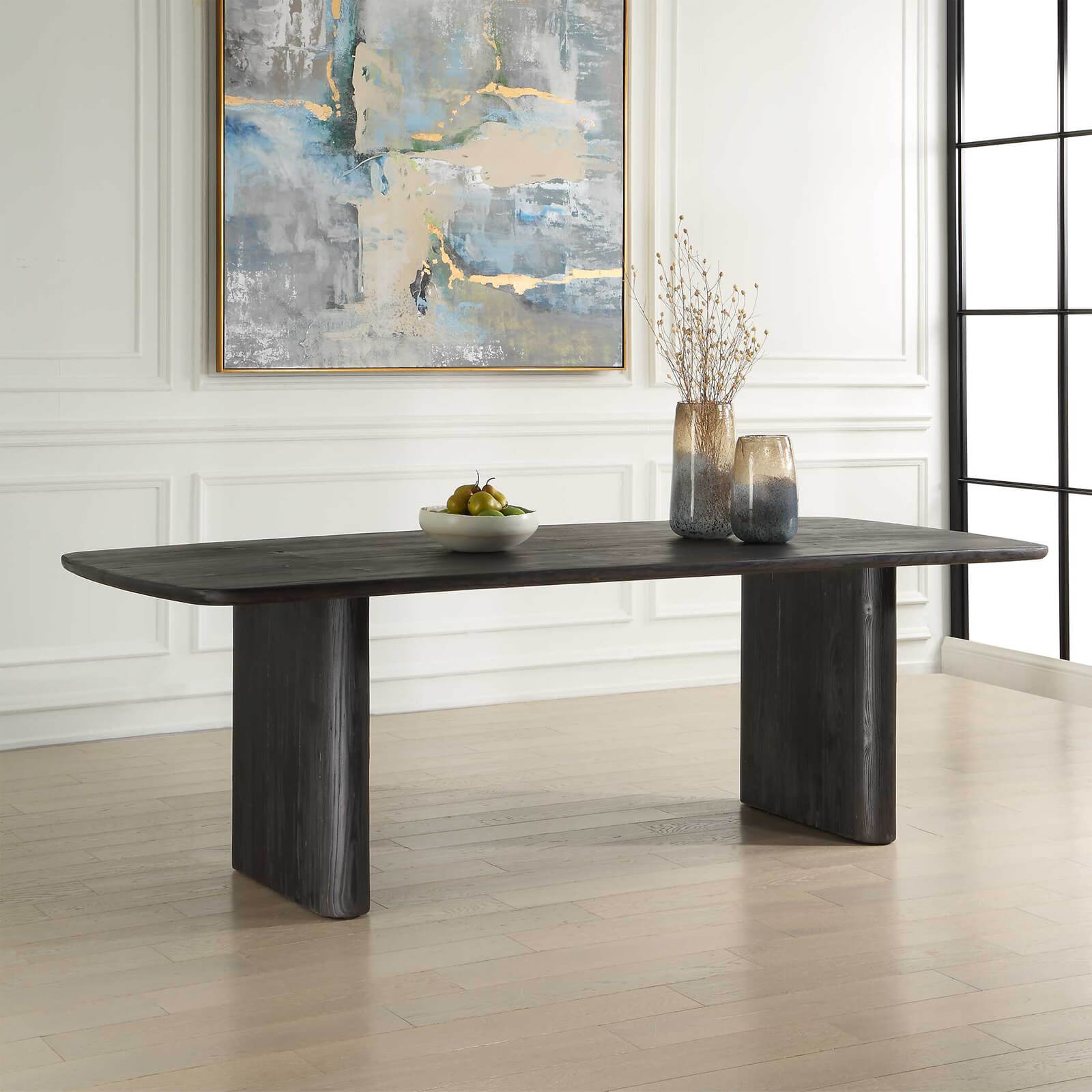 Kirin Reclaimed Fir Dining Table in Black by Uttermost