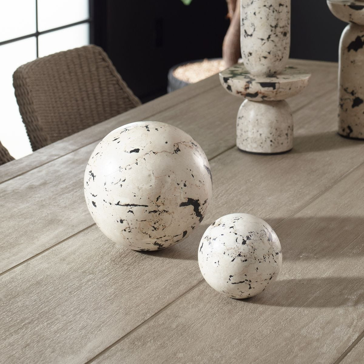 Nouveau Coral Stone Decorative Spheres - Set of 2 by Uttermost