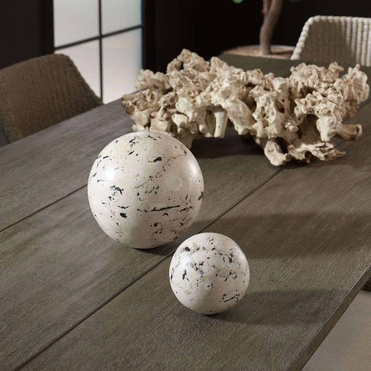 Nouveau Coral Stone Decorative Spheres - Set of 2 by Uttermost