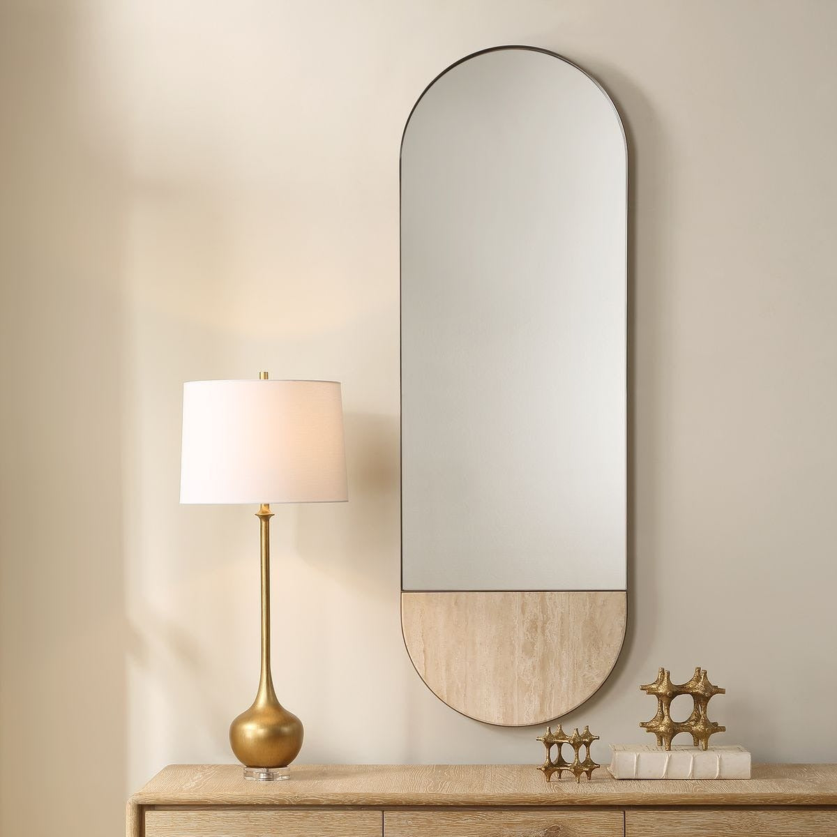 Russo Tall Oval Mirror in Travertine by Uttermost