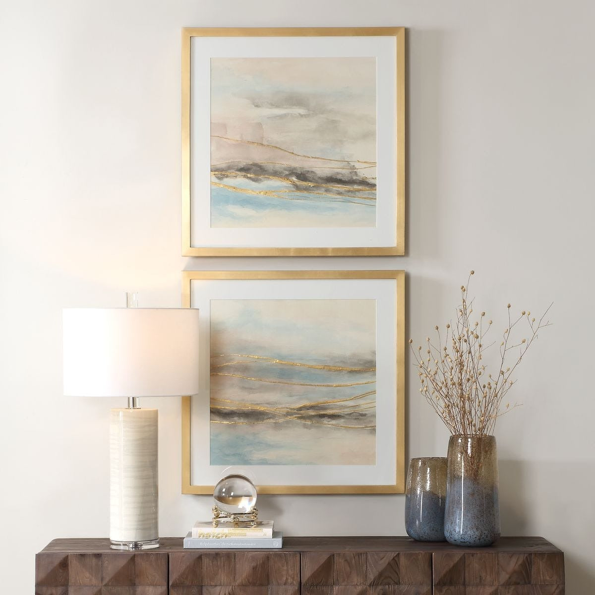 So Golden Abstract Landscape Prints - Set of 2 by Uttermost