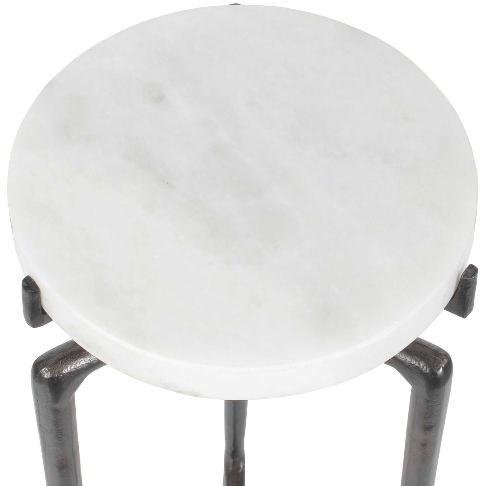 Tobias White Marble Slab Drink Table by Uttermost
