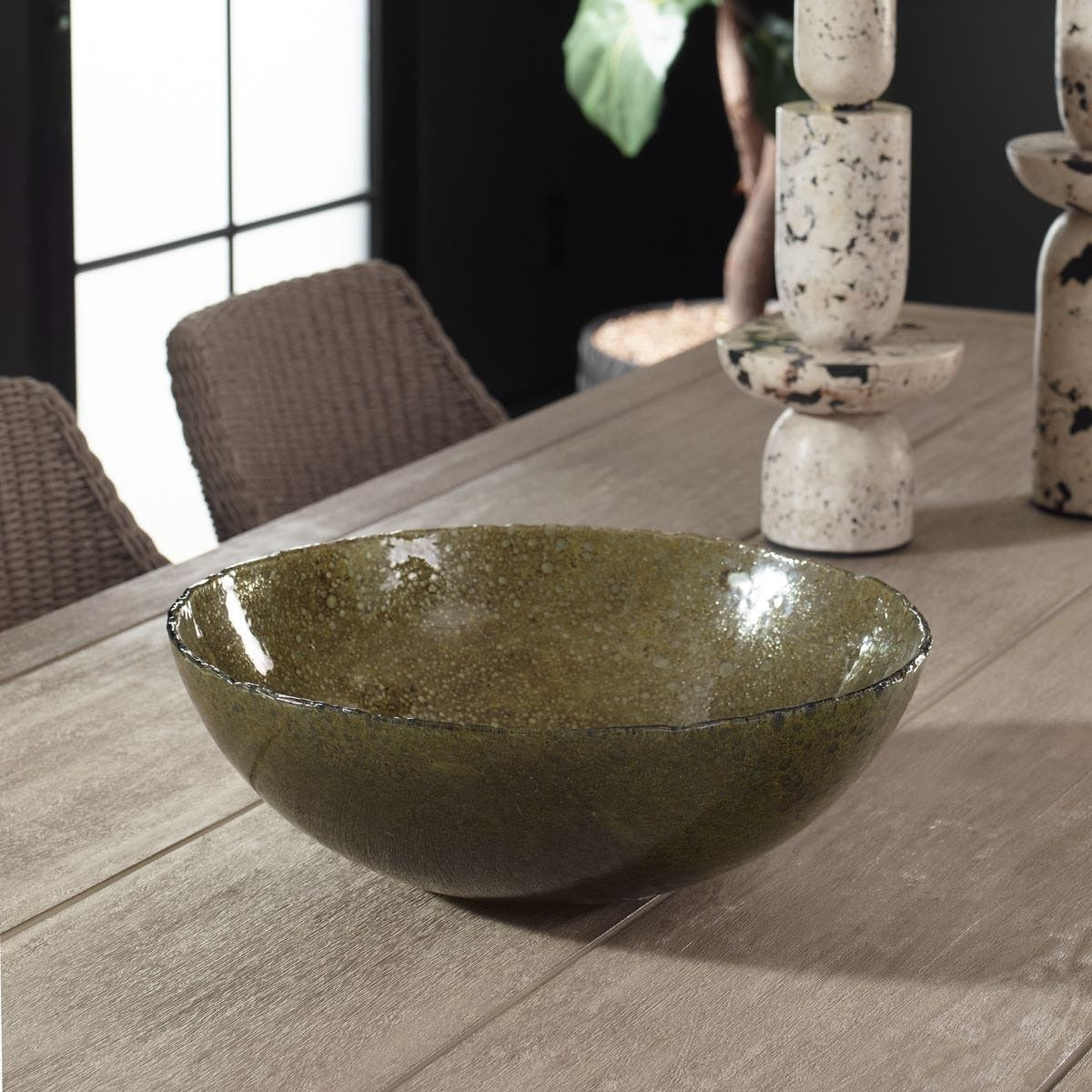 Veridian Shimmer Earthy Glass Bowl by Uttermost