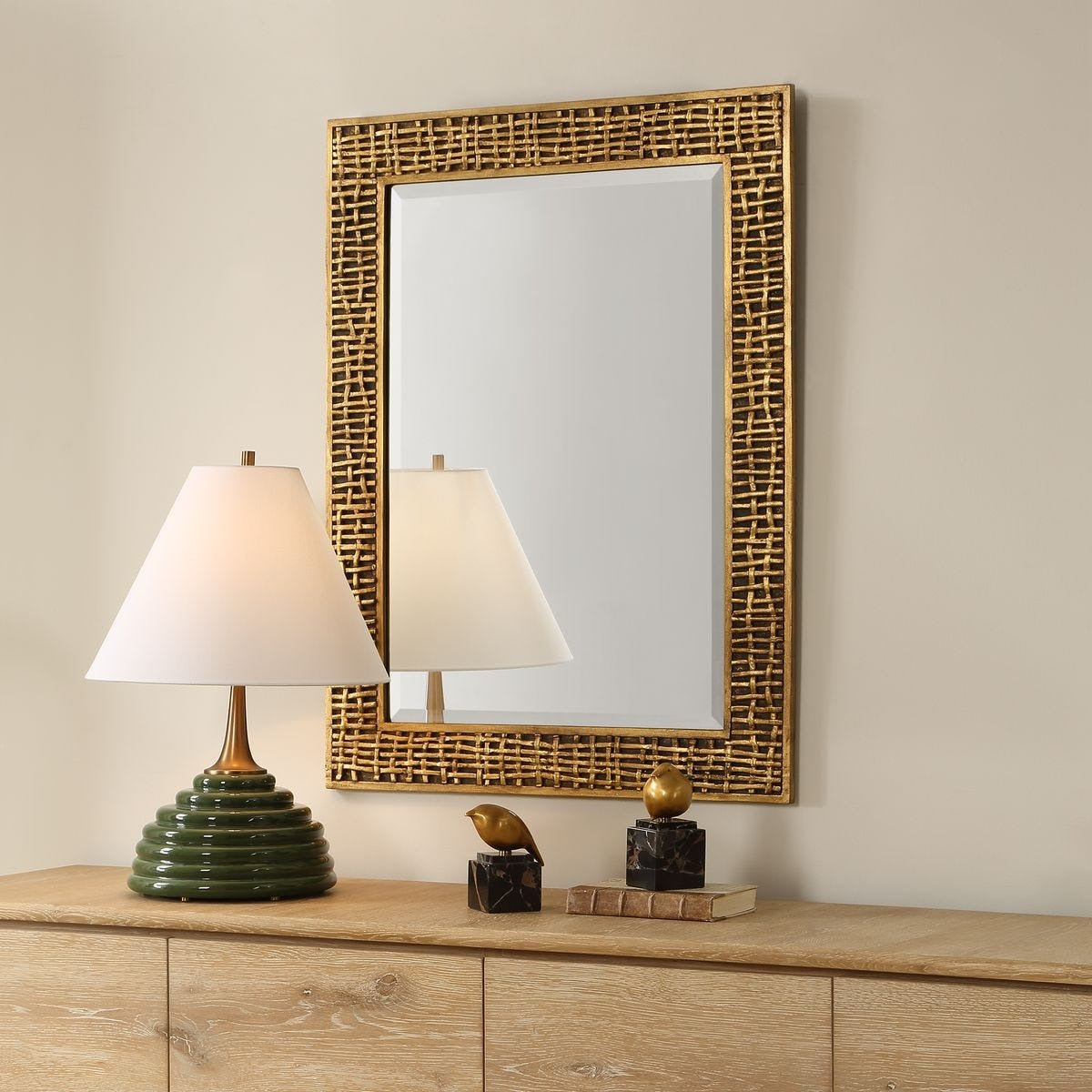 Woven In Time Mirror in Gold by Uttermost