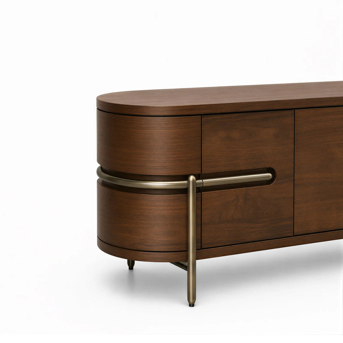 Vienna Natural Walnut Veneer & Brushed Brass Legs Media Unit Berkeley Designs