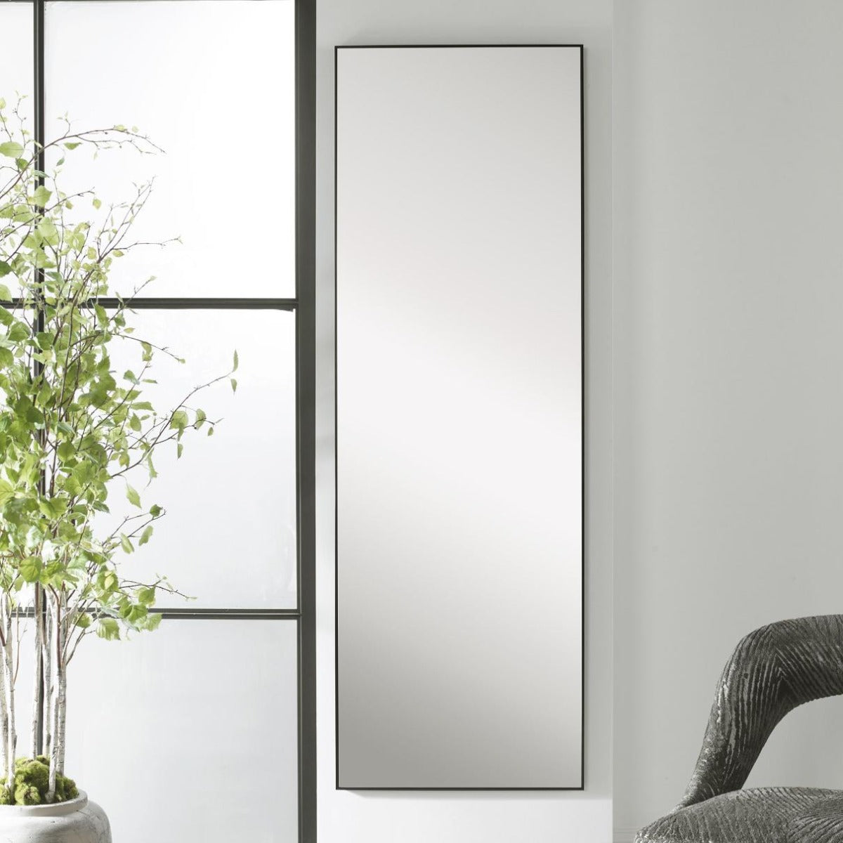 Slim Frame Full Length Mirror in Black by Keiichi