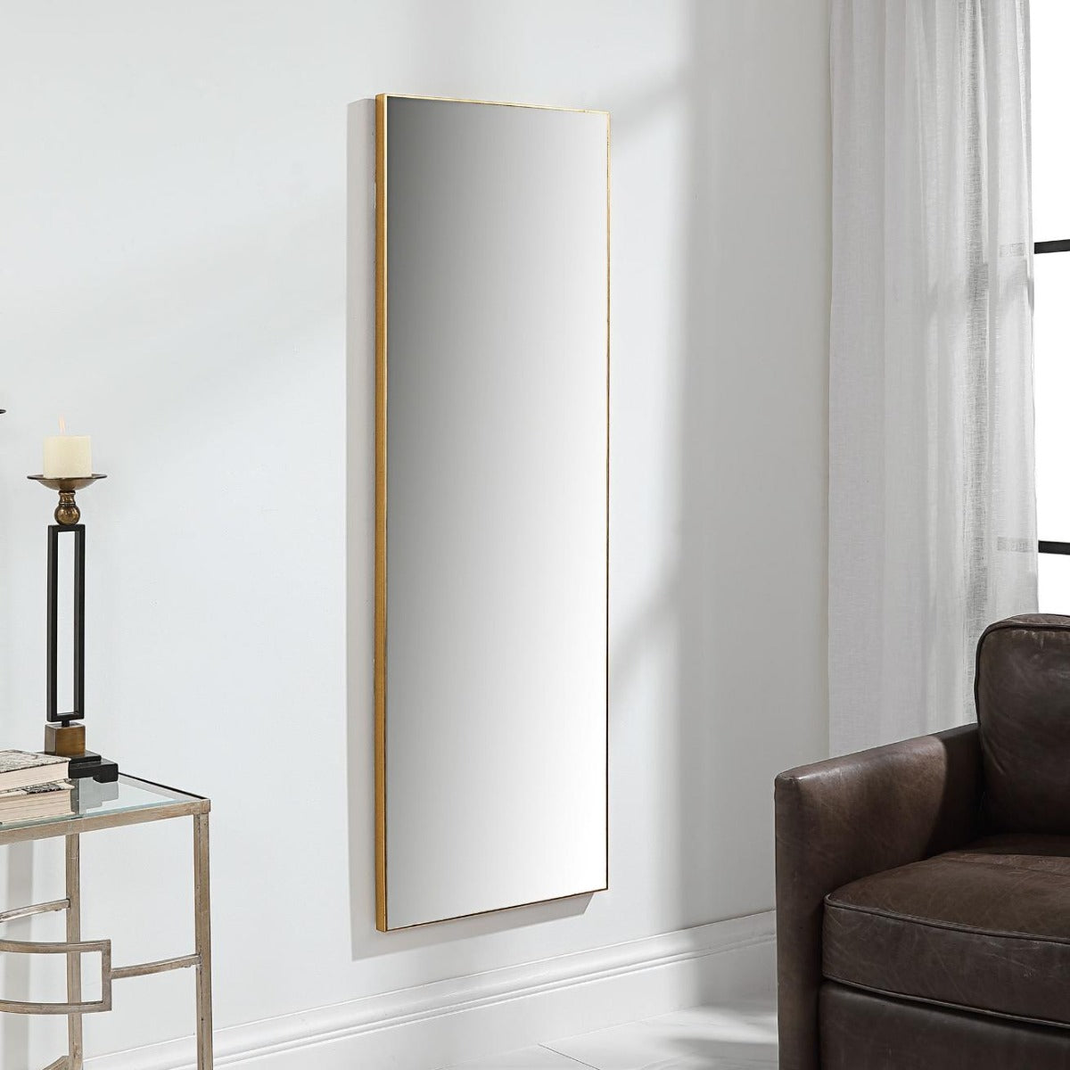 Slim Frame Full-Length Mirror in Gold by Keiichi