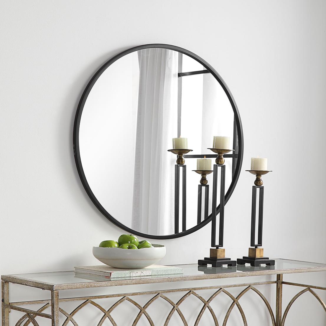 Eve Medium Round Mirror Black by Keiichi