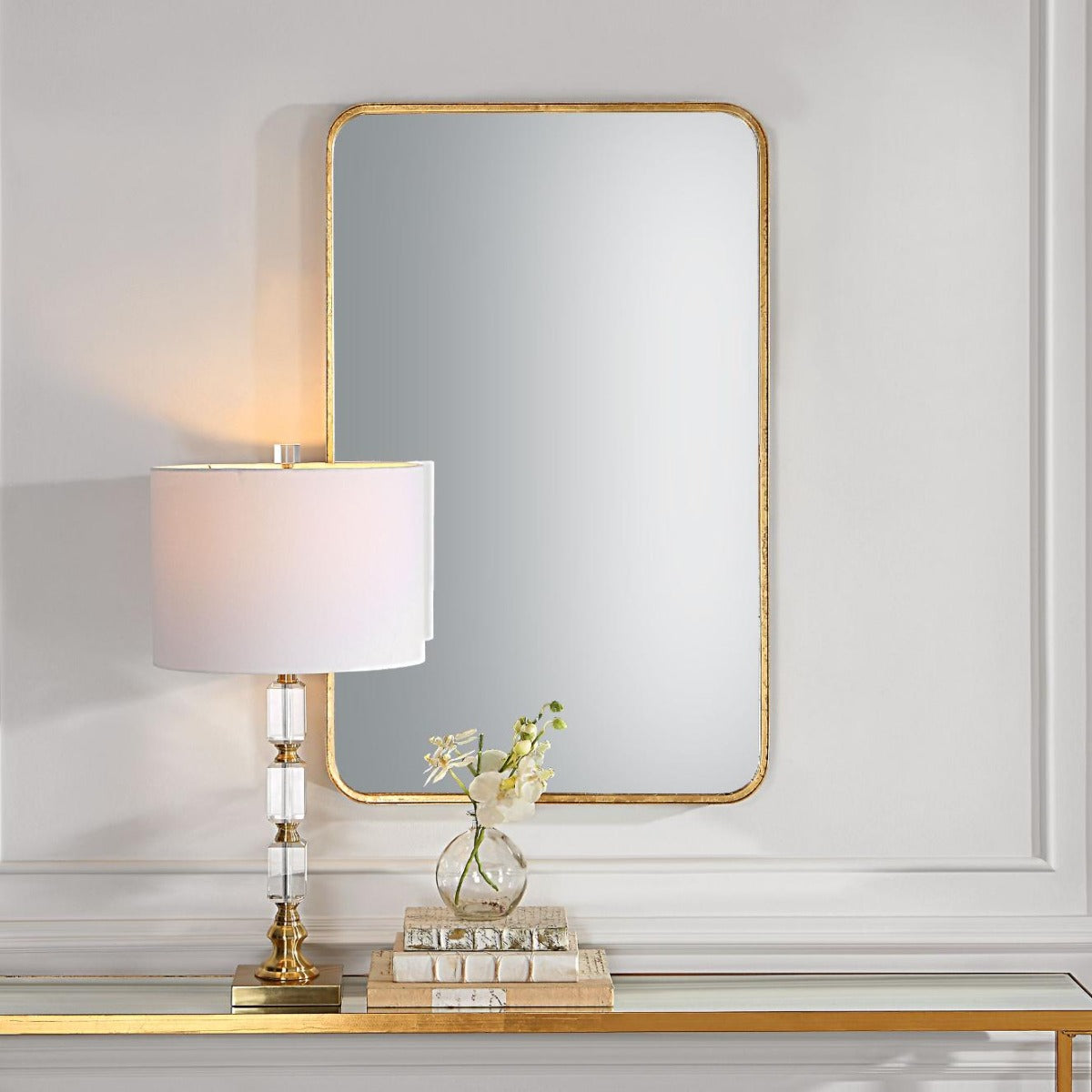 Toby Rectangular Mirror in Gold by Keiichi