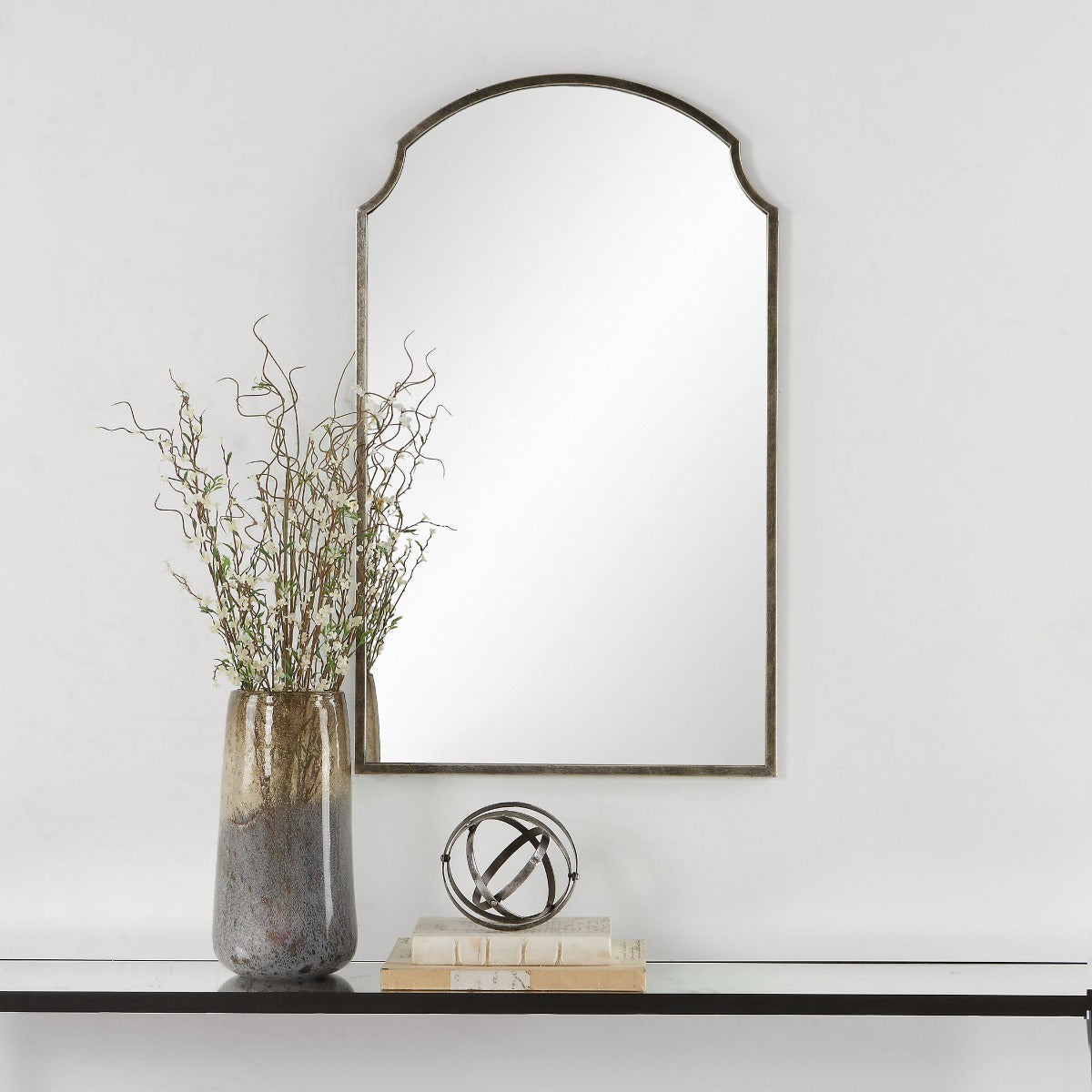 Beatrice Arched Mirror in Brushed Bronze by Keiichi