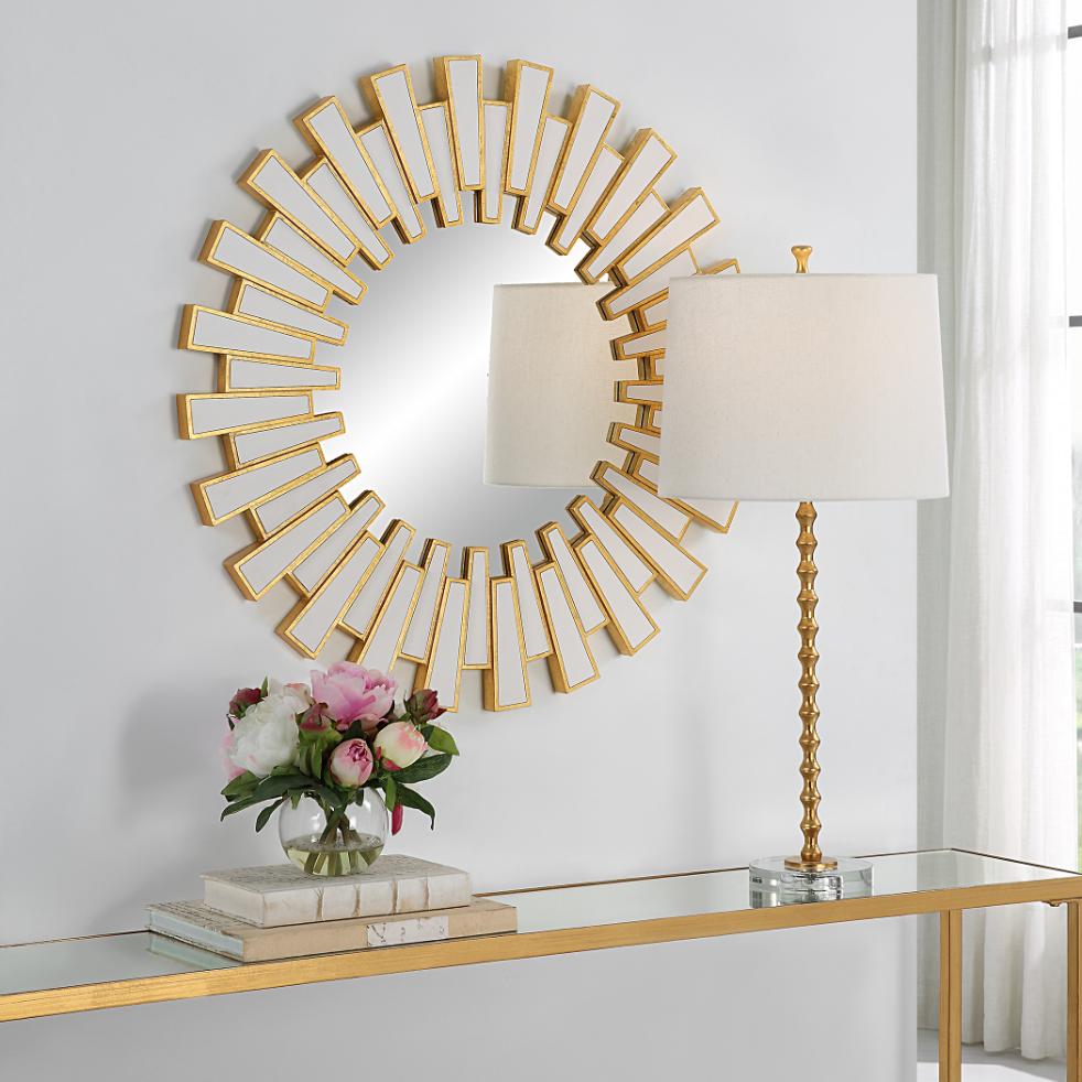 Rays Round Mirror Gold by Keiichi