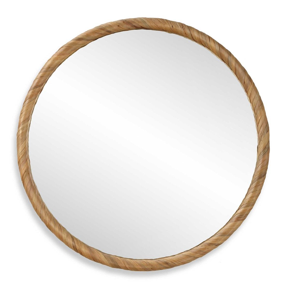 Round Seagrass Mirror by Keiichi