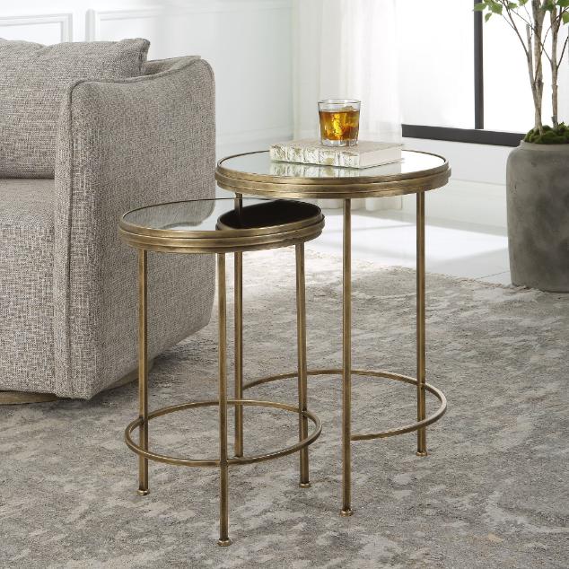 Occular Nesting Side Tables Brushed Gold by Keiichi