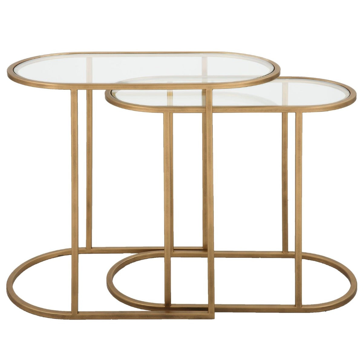 Slide Nesting Side Tables Brass & Glass by Keiichi