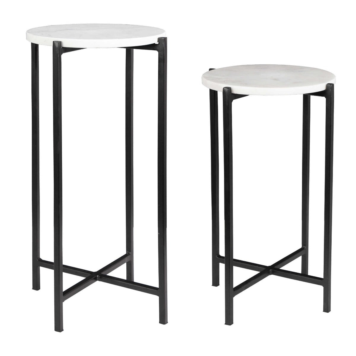 Orla Side Tables White Marble & Black by Keiichi